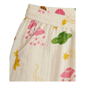 Mini Rodini - Pantalón corto Espace de gasa de algodón orgánico | Crudo
