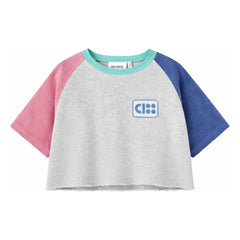 Cos I Said So - Camiseta corta de algodón orgánico con bloques de color | Gris jaspeado