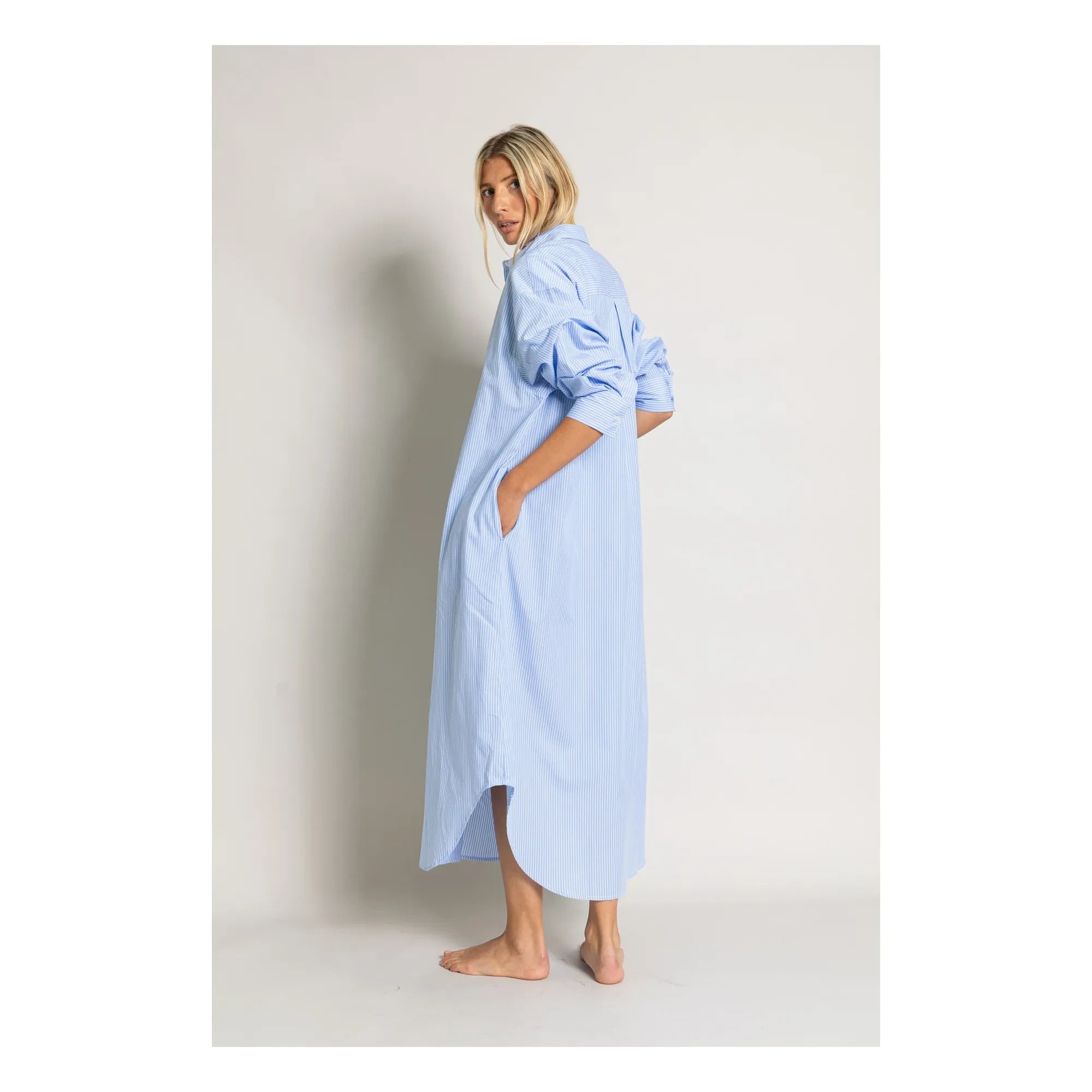 Smallable Mujer - Vestido camisa de rayas Melissa | Azul claro