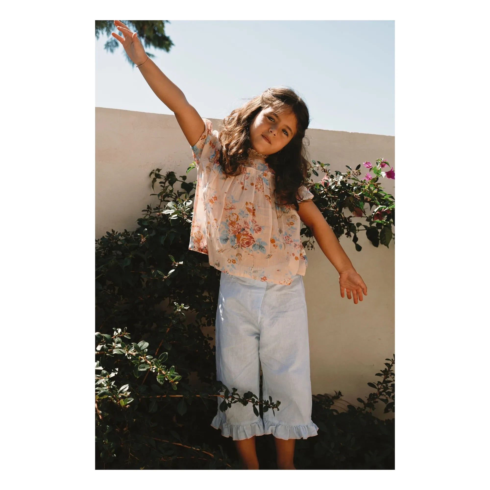 Lilinoa - Blusa de algodón con flores Elise | Melocotón