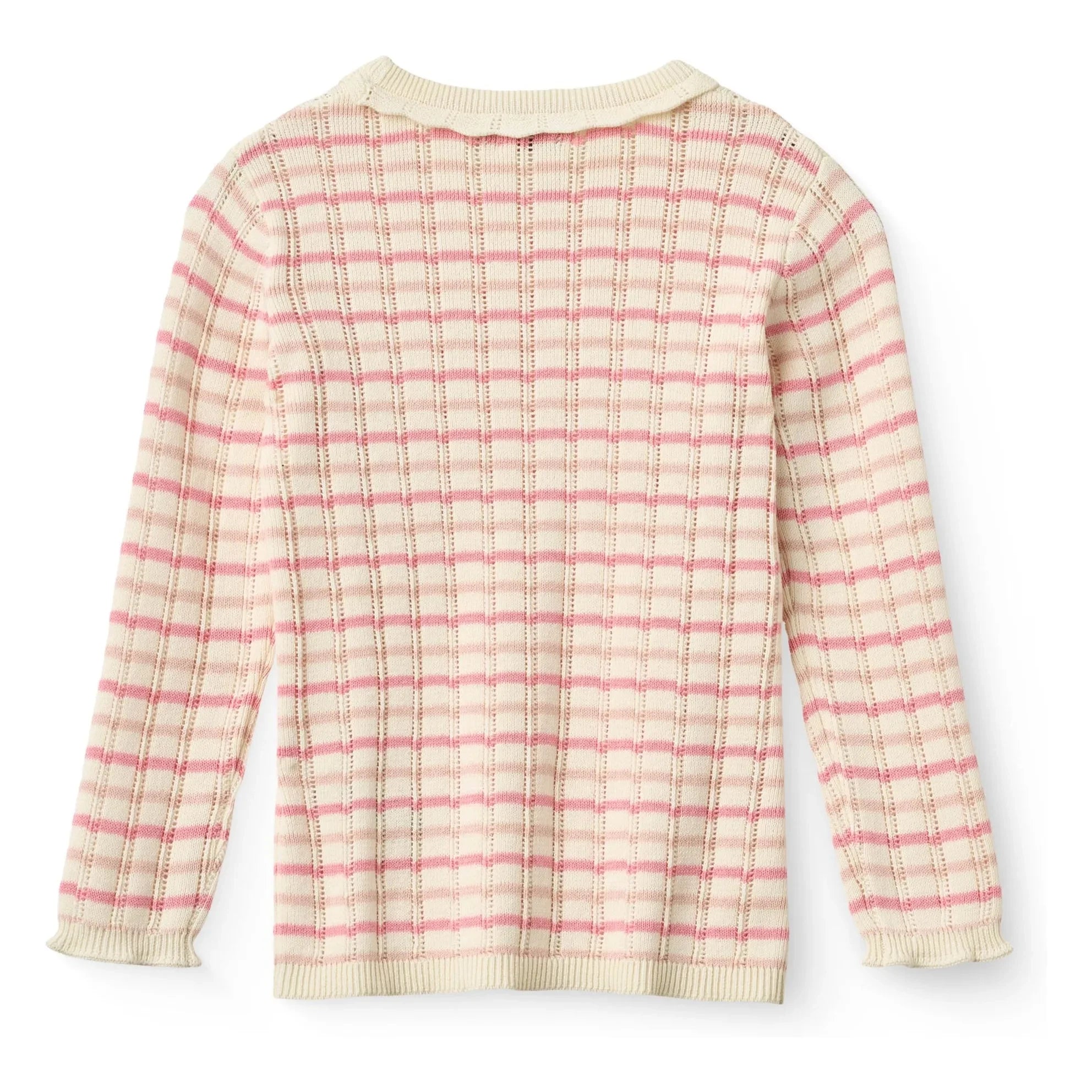 Copenhagen Colors - Camiseta de red de punto calado de algodón orgánico con rayas | Rosa