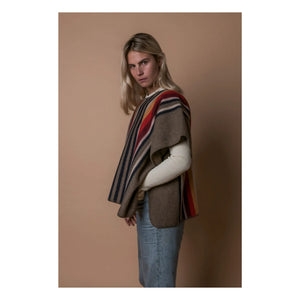 La Méricaine - Poncho largo Apache de lana reciclada | Gris