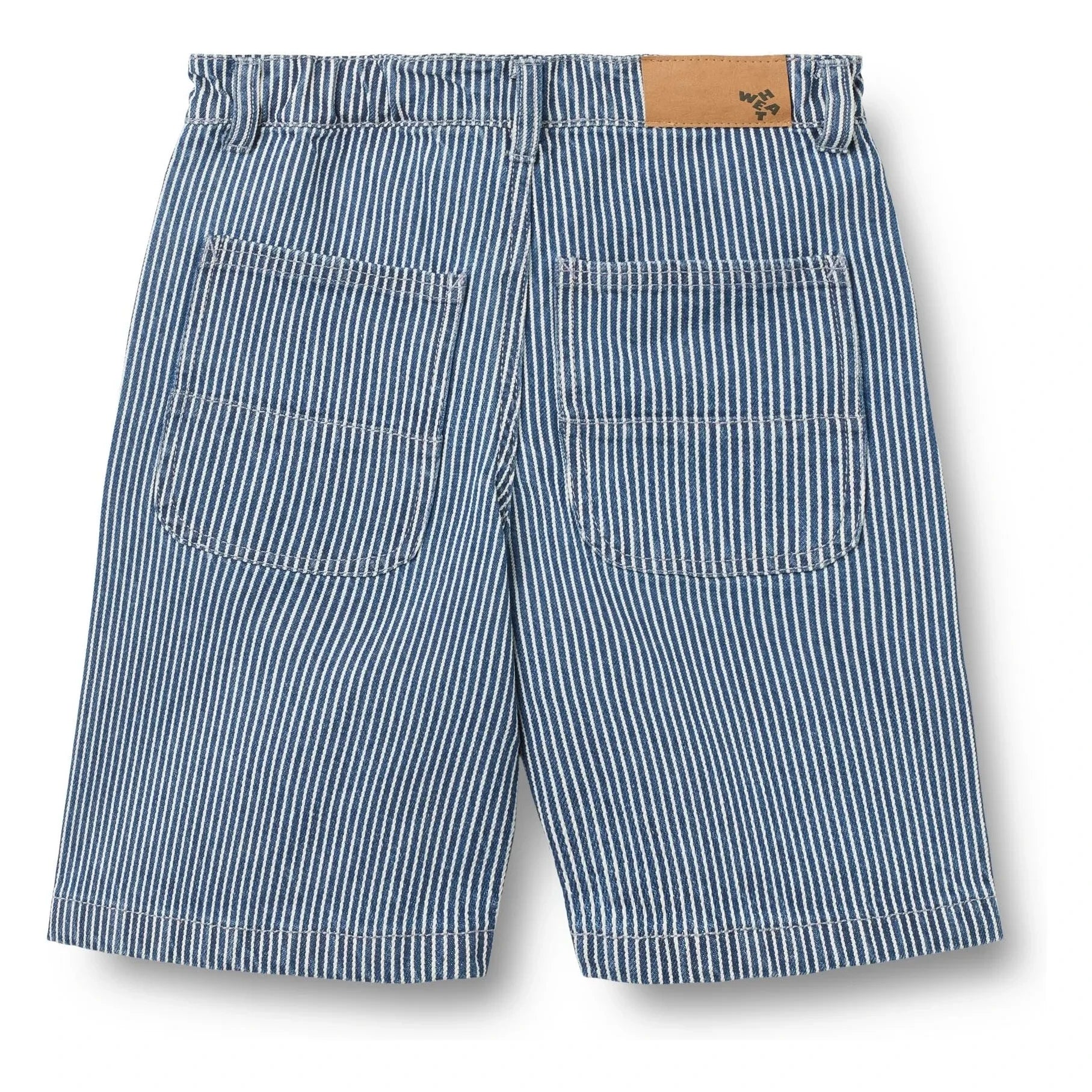 Trigo - Bermudas de jean Christian a rayas de algodón orgánico | Azul