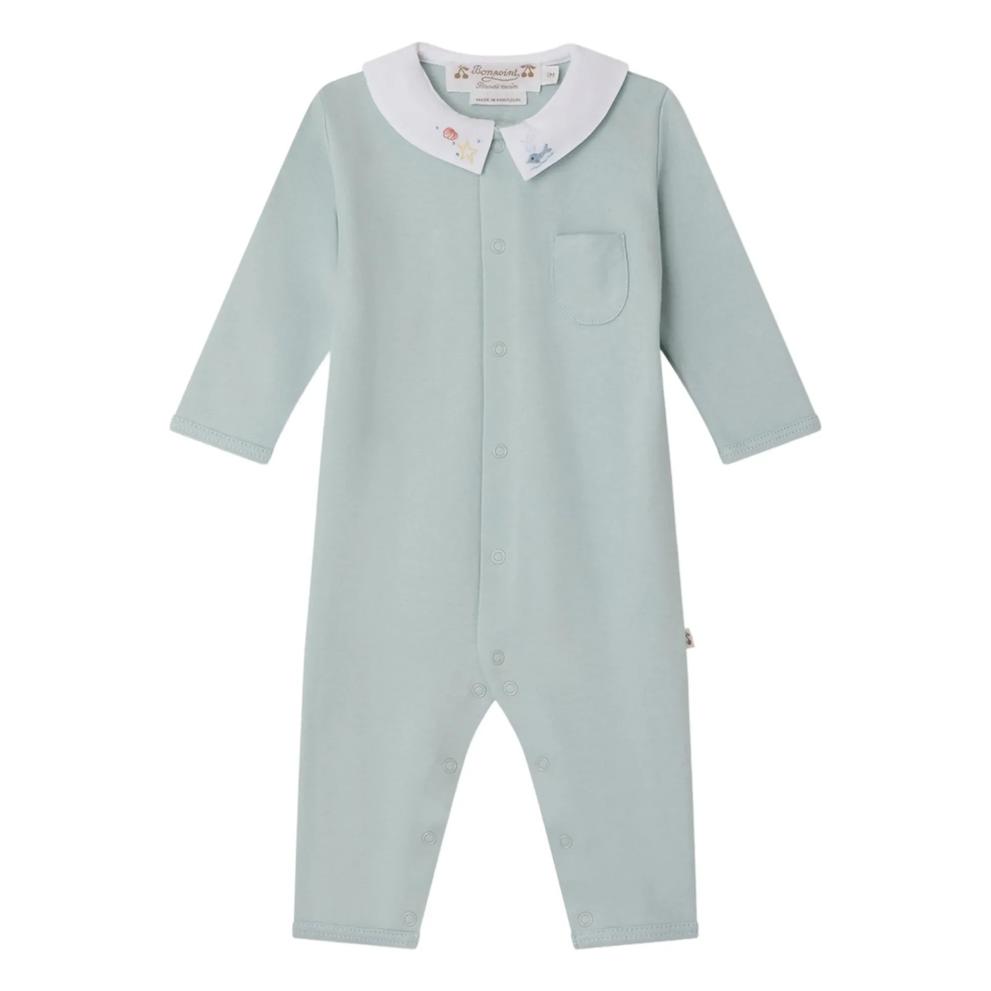 Bonpoint - Pijama de interlock de algodón orgánico Anton | Azul claro