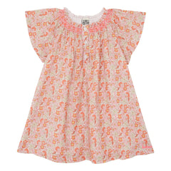 Bonton - Vestido fruncido de avellana floreada | Rosa