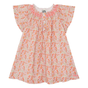 Bonton - Vestido fruncido de avellana floreada | Rosa