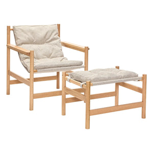 Hübsch - Sillón y reposapiés Heritage | Beige