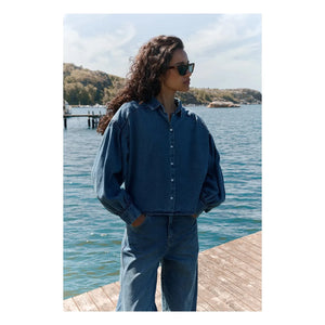 By Bar - Sarah Pamuk bluz | Denim mavisi