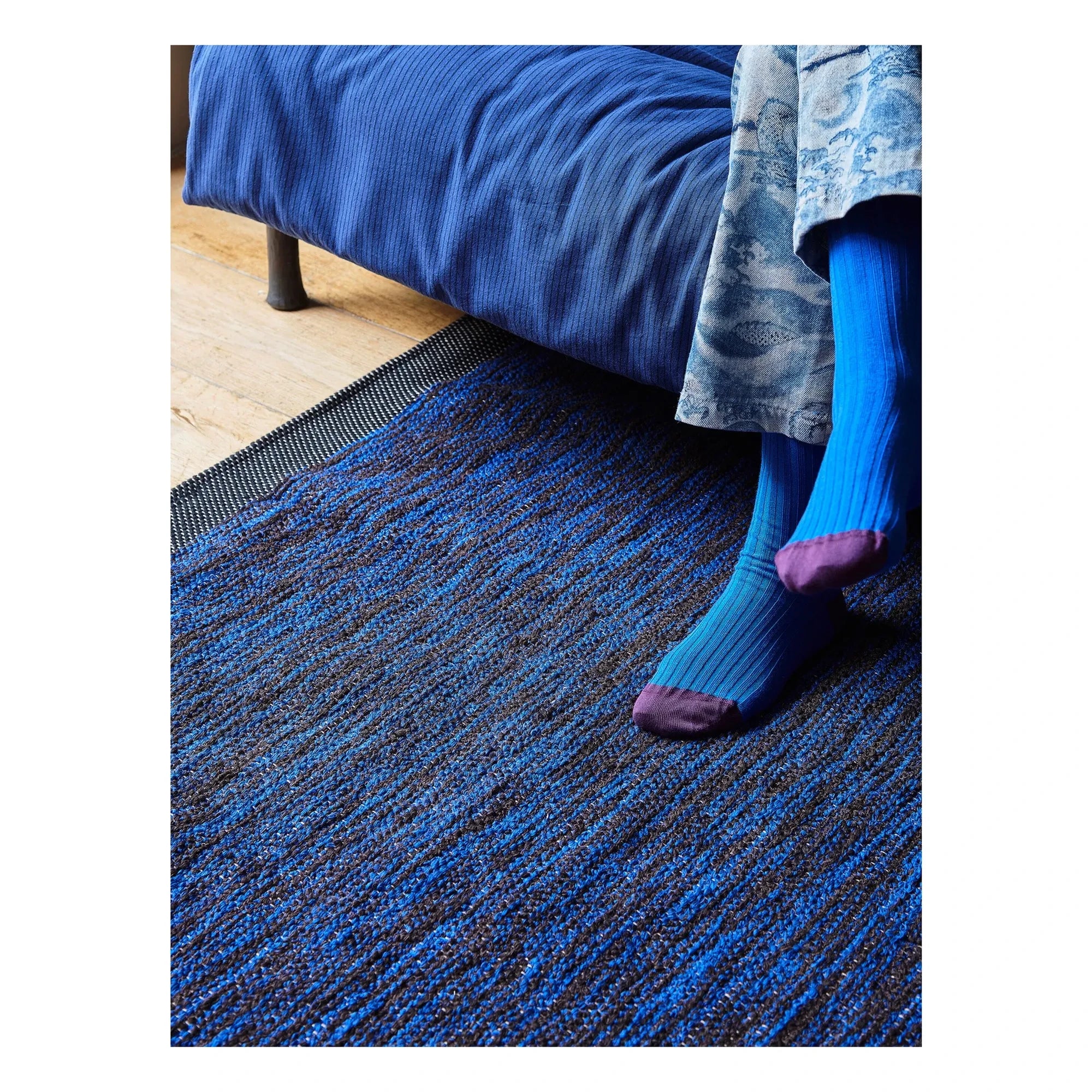 La cerise sur le gâteau - Alfombra de fieltro de algodón reciclado | Azul