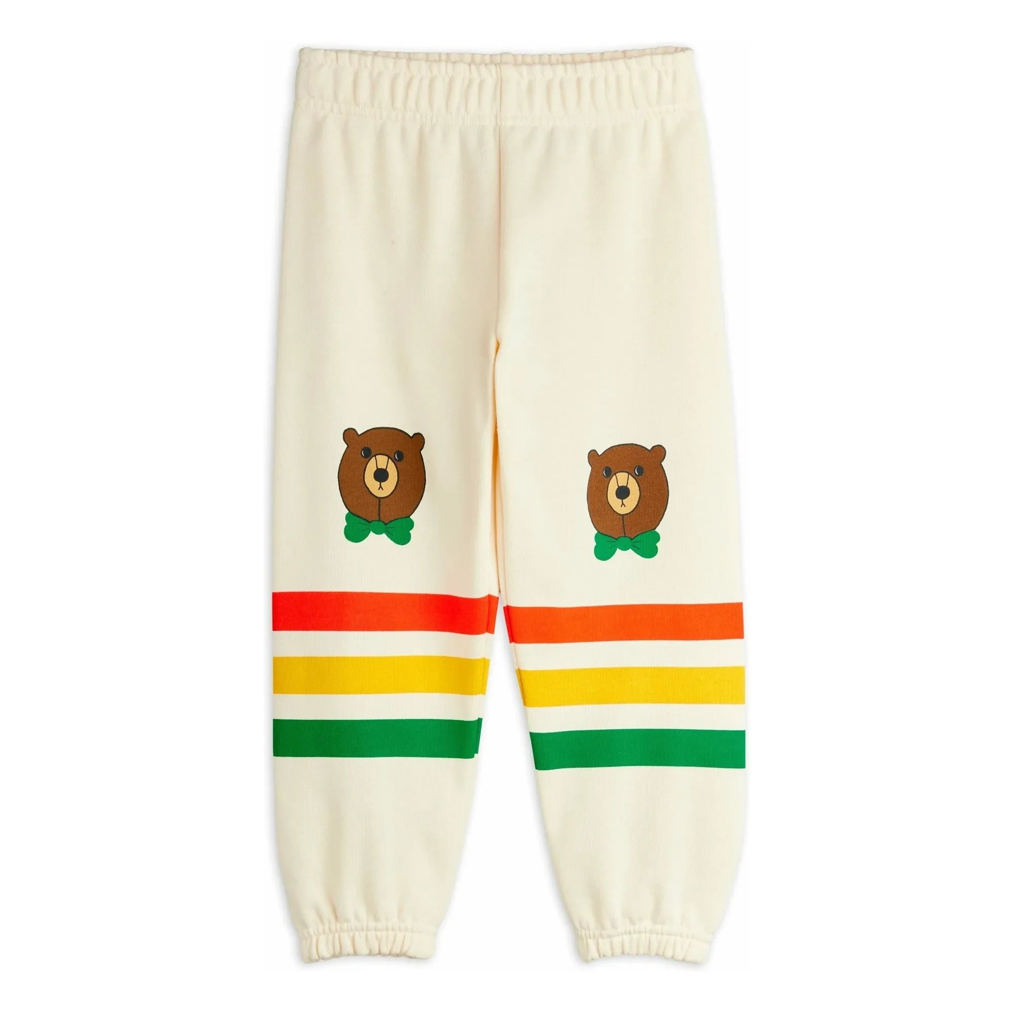 Mini Rodini - Jogger de oso a rayas de algodón orgánico | Crudo