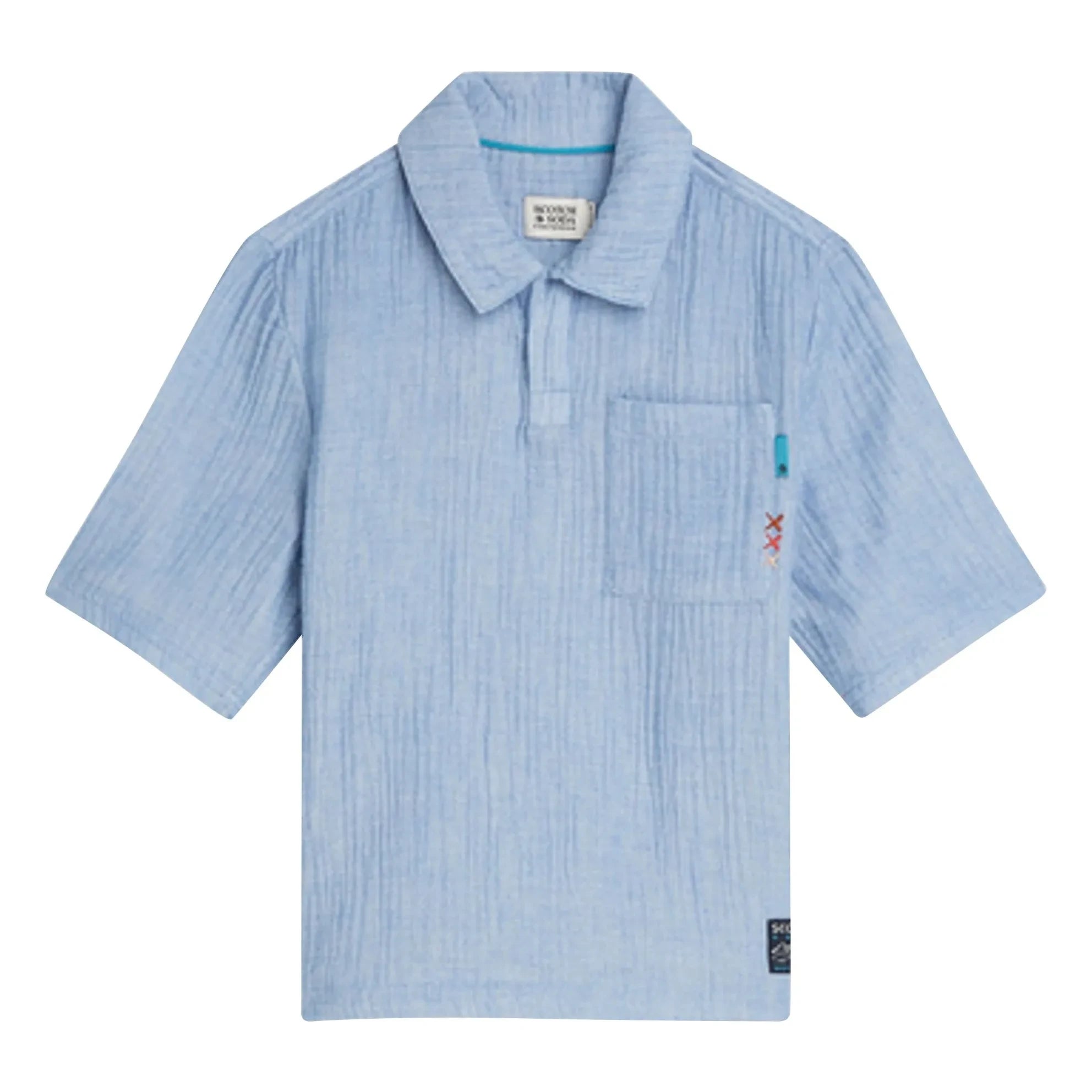 Scotch & Soda - Camisa tipo Polo Chambray | Azul Claro