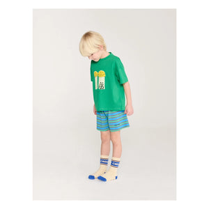 Bobo Choses - Conjunto de camiseta y pantalón corto de algodón orgánico Salt and Pepper | Verde