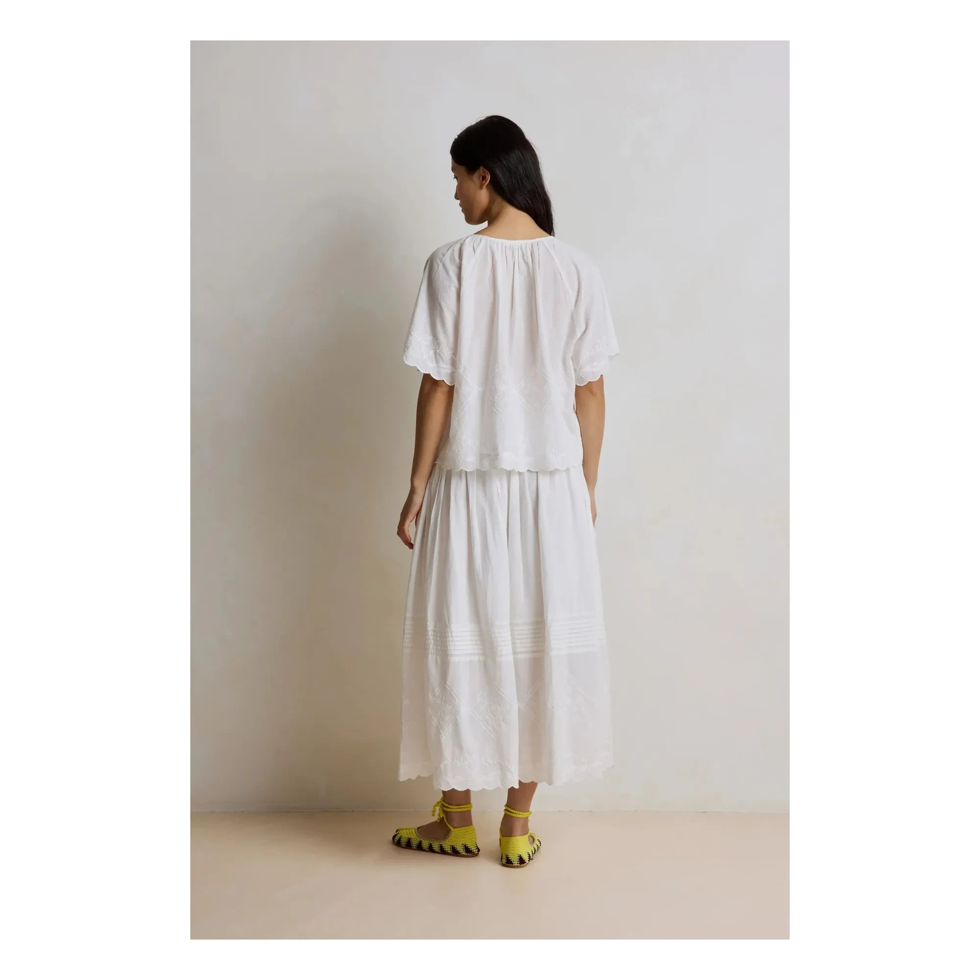 Hod - Blusa bordada con jade | Blanco