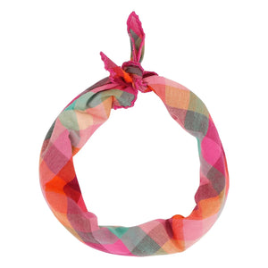Jenest - Pañuelo a cuadros de algodón orgánico | Fucsia