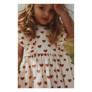 Konges Sløjd - Vestido Cianna Corazones Algodón Orgánico | Crudo