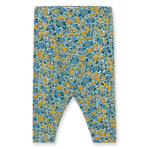 Tinycottons - Leggings florales acanalados de algodón orgánico | Azul