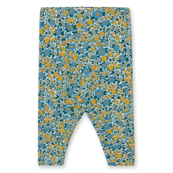 Tinycottons - Leggings florales acanalados de algodón orgánico | Azul