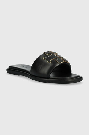 Chancla de piel Tory Burch Double T Sport