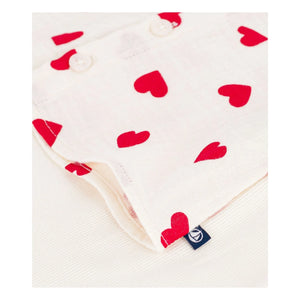 Petit Bateau - Conjunto de blusa y leggings de algodón orgánico Gasa con Corazones | Crudo