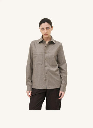 Noyoco - Chaqueta de Camisa de Lana Virgen Ottawa | Natural
