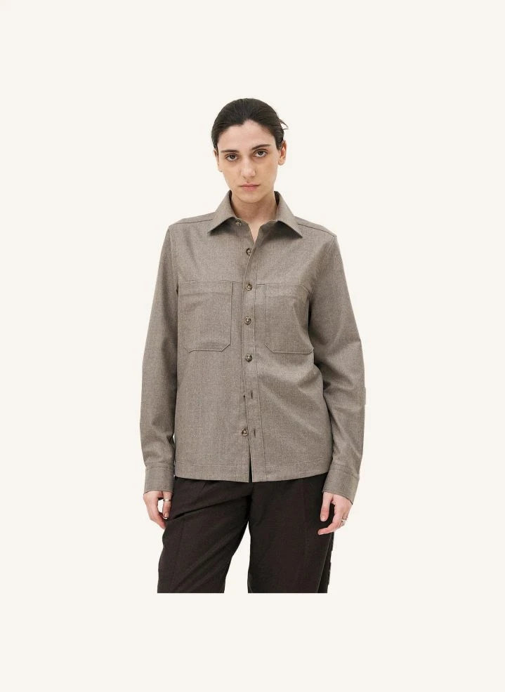Noyoco - Chaqueta de Camisa de Lana Virgen Ottawa | Natural