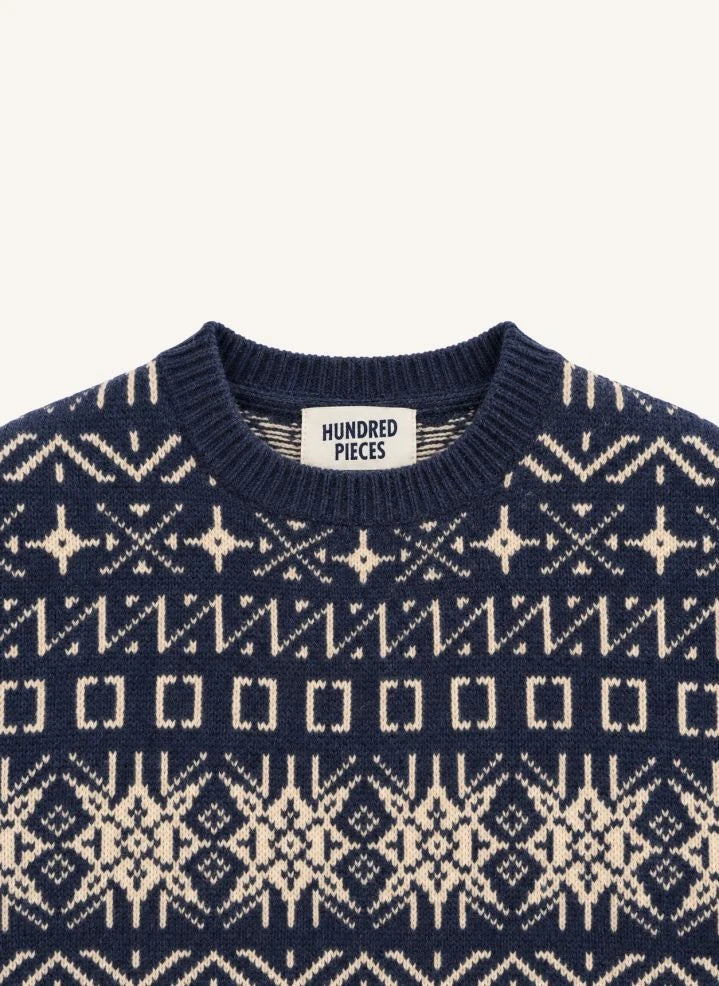 Hundred Pieces - Suéter de Merino Jacquard Mika | Gris azul