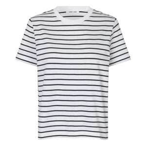 Samsoe Samsoe - Camiseta Camino de Algodón Orgánico a Rayas | Blanca