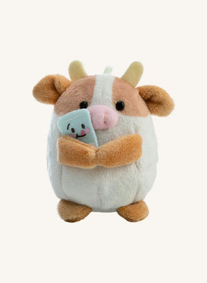 Nici - Juguete de peluche Moono la vaca, con disfraz de cartón de leche | Beige