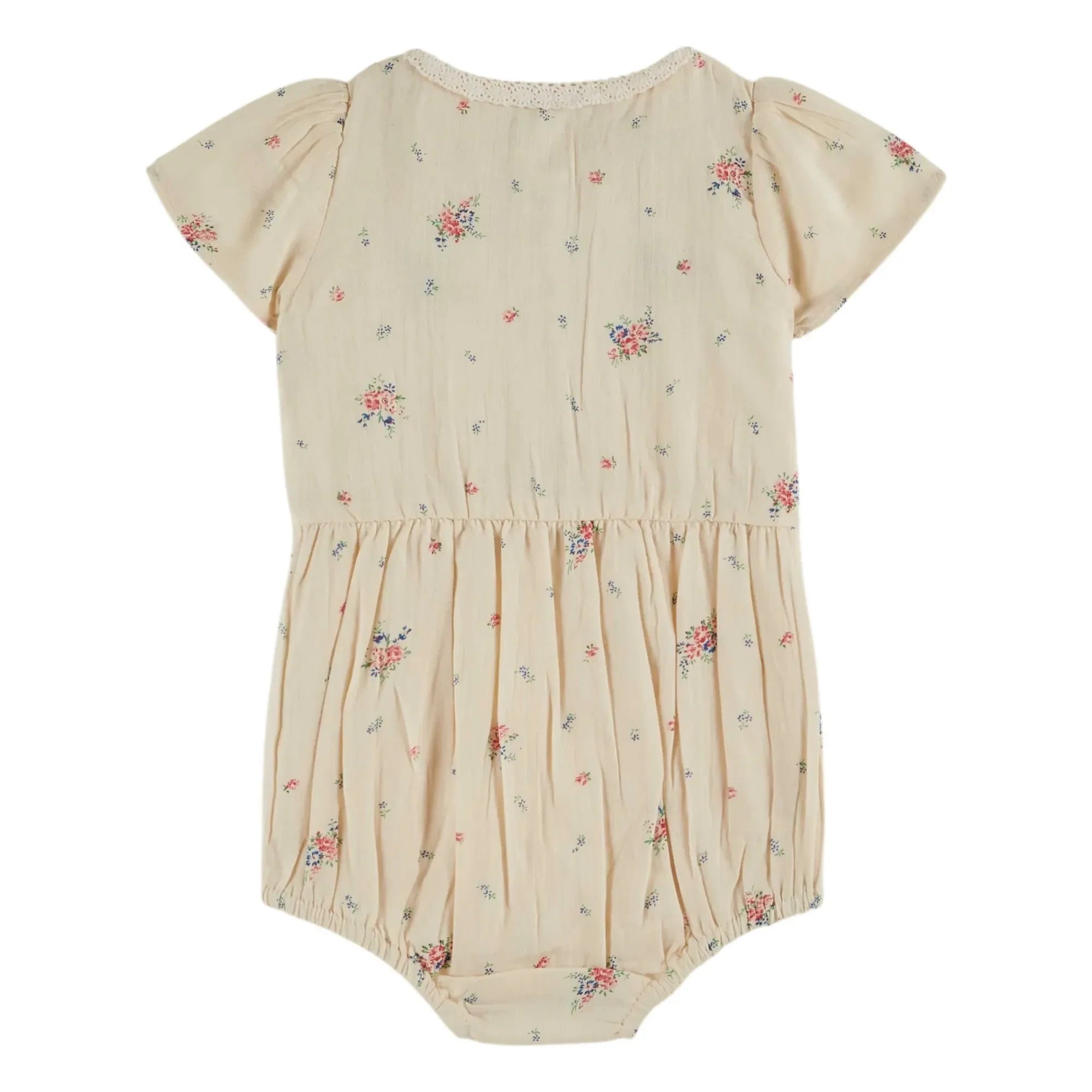 Emile et Ida - Mono de algodón orgánico arrugado con estampado floral | Crema