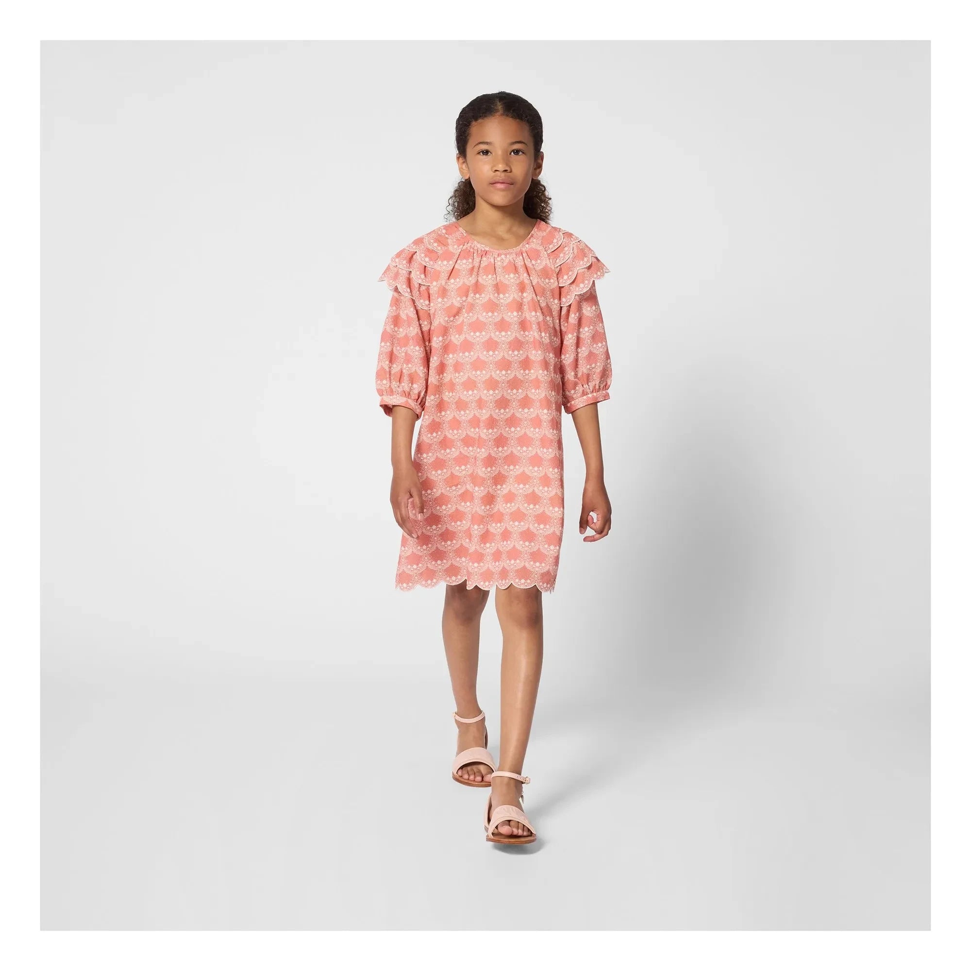 Chloé - Vestido de algodón orgánico con volantes | Melocotón