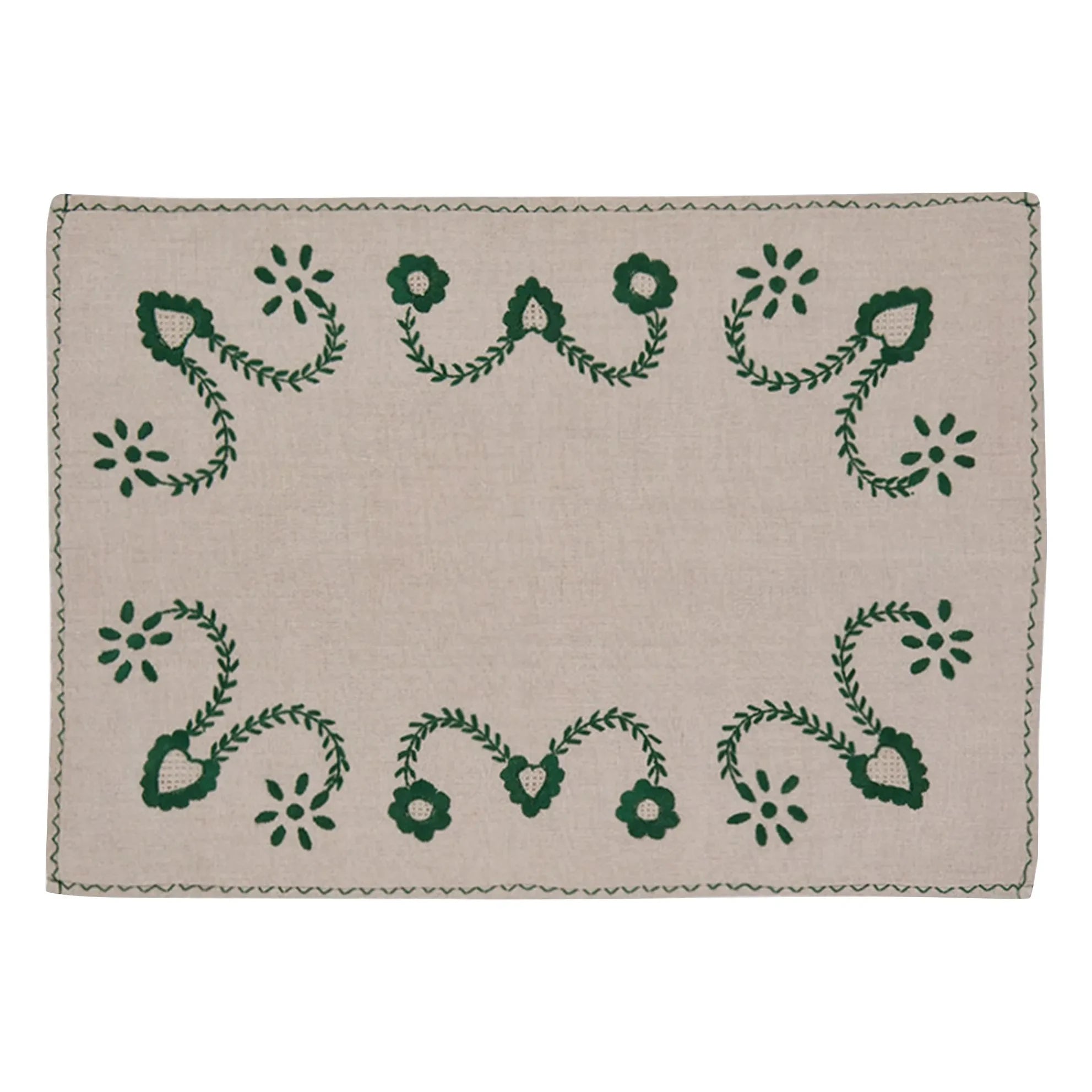 House of Capricorn - Juego de manteles individuales y servilletas bordados Viana | Verde