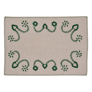 House of Capricorn - Juego de manteles individuales y servilletas bordados Viana | Verde