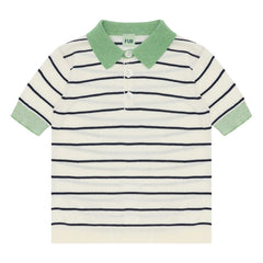 FUB - Camiseta polo de rayas de algodón orgánico de punto extrafino | Crudo