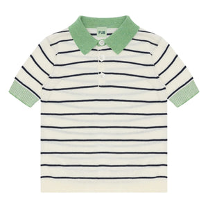 FUB - Camiseta polo de rayas de algodón orgánico de punto extrafino | Crudo