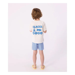 Petit Bateau - Bañador corto a rayas de fibra reciclada | Azul