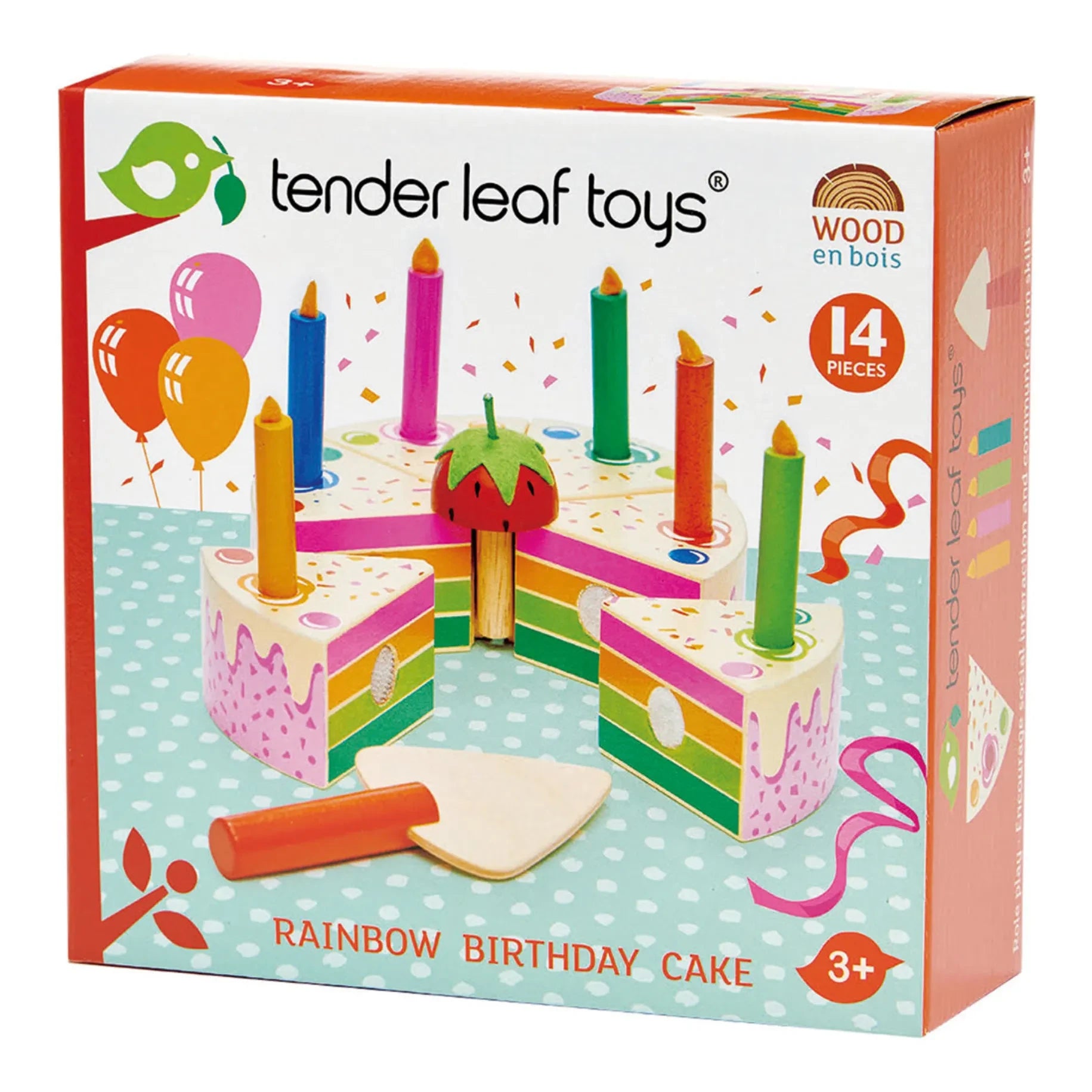 Tender Leaf Toys - Pastel de cumpleaños arcoíris de madera