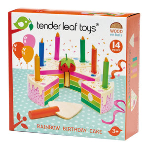 Tender Leaf Toys - Pastel de cumpleaños arcoíris de madera