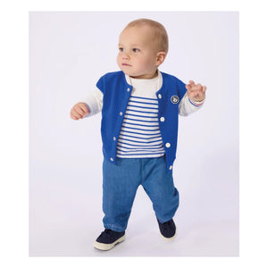 Petit Bateau - Chaqueta Colorblock Teddy | Azul rey