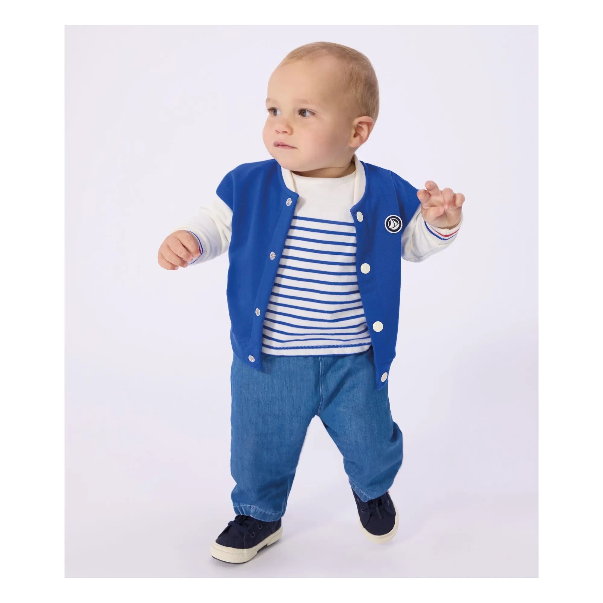 Petit Bateau - Chaqueta Colorblock Teddy | Azul rey