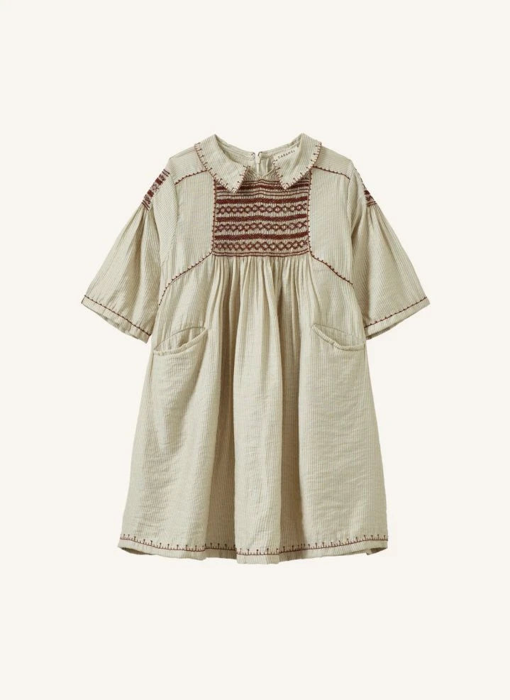 Caramel - Vestido Rayado Mathilde | Marrón topo