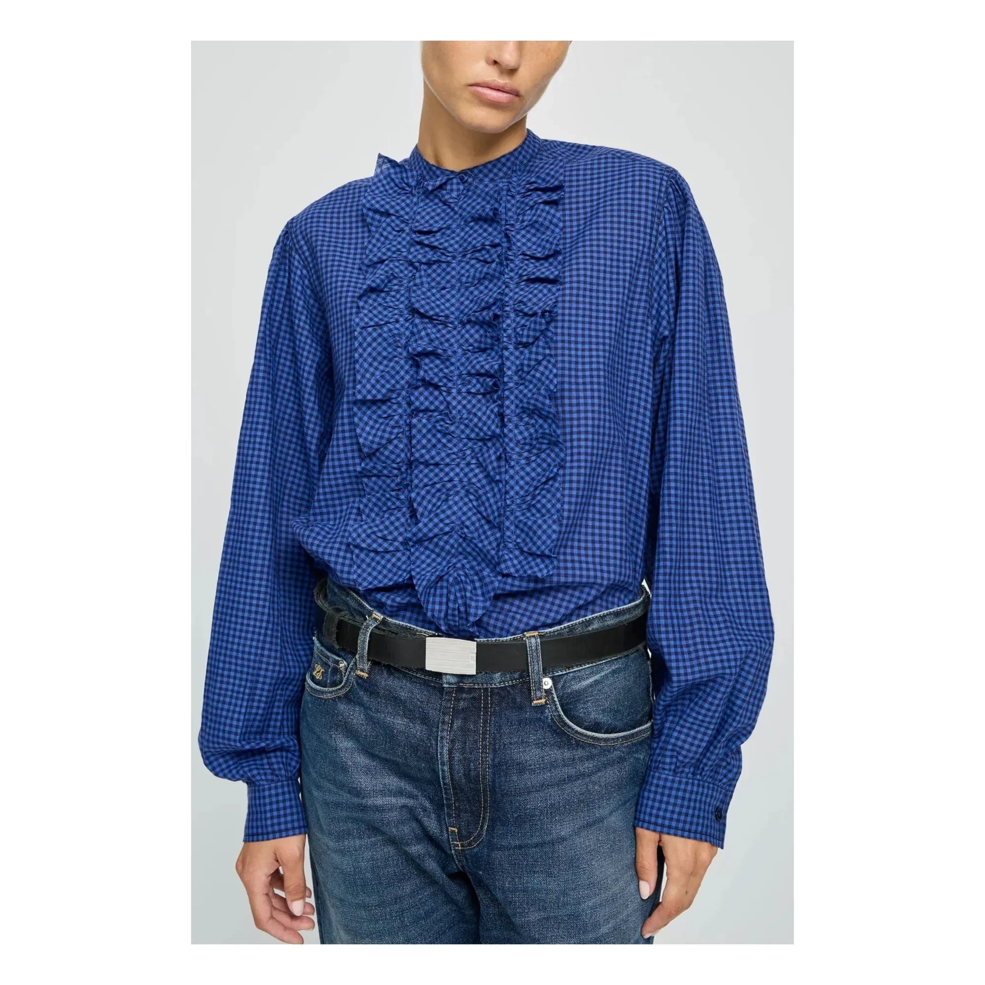 Laurence Bras - Blusa de Cuadros Gingham de Algodón Magrita | Azul