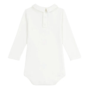 Petit Bateau - Body de algodón orgánico con cuello polo Bateaux | Blanco