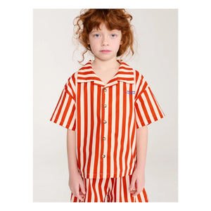 Bobo Choses - Conjunto de Camisa y Pantalón Corto de Algodón Orgánico a Rayas | Rojo