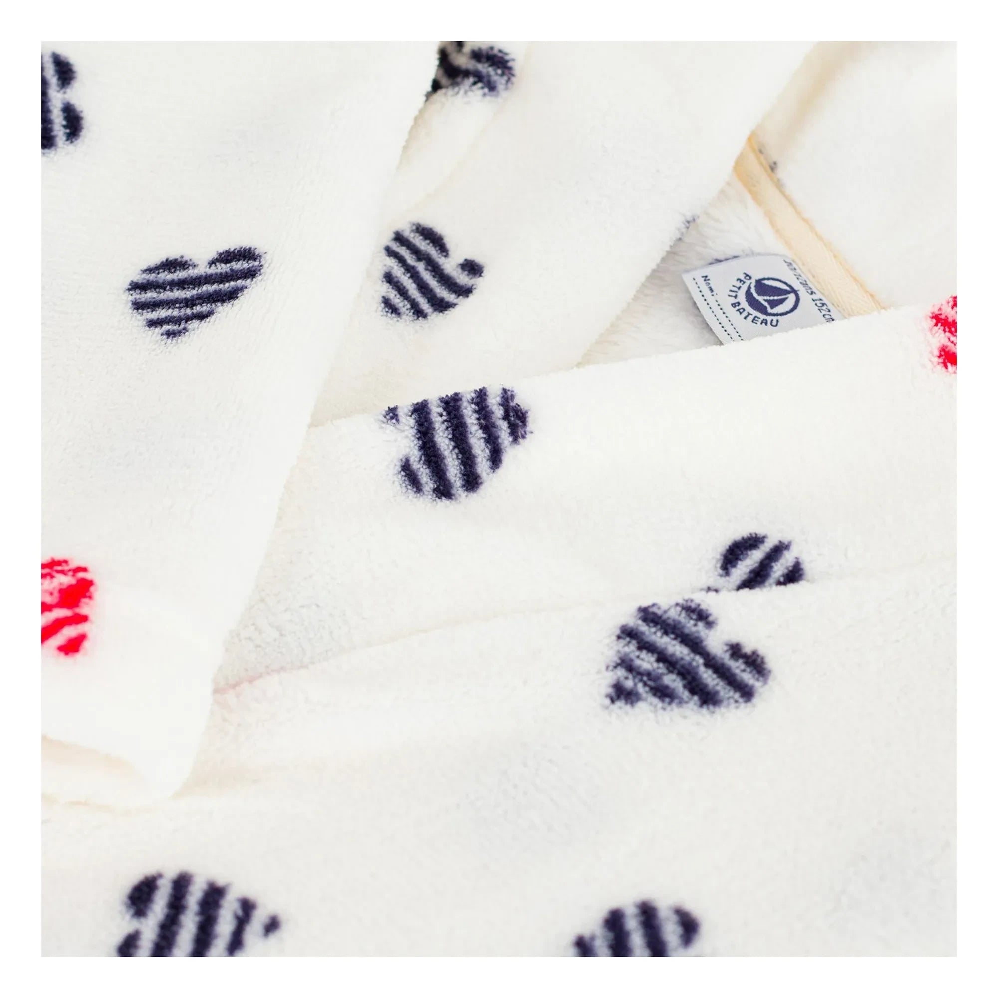 Petit Bateau - Batín Corazones Rayas | Blanco