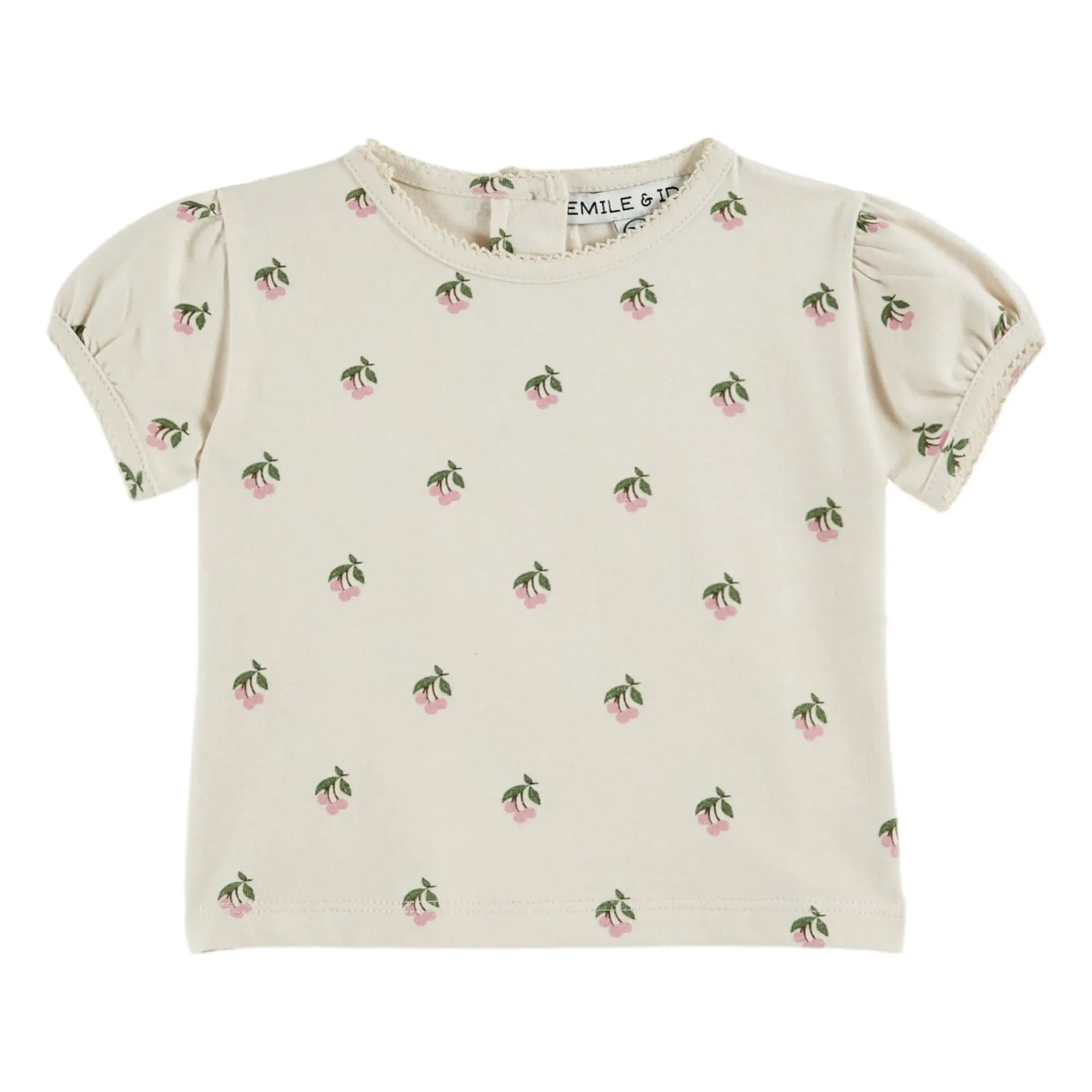 Emile et Ida - Camiseta abullonada de algodón orgánico Kiraz | Crema