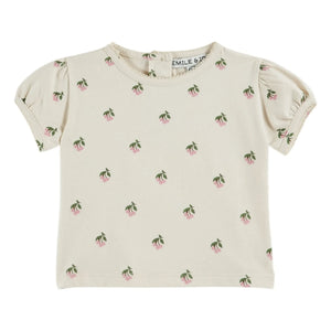 Emile et Ida - Camiseta abullonada de algodón orgánico Kiraz | Crema