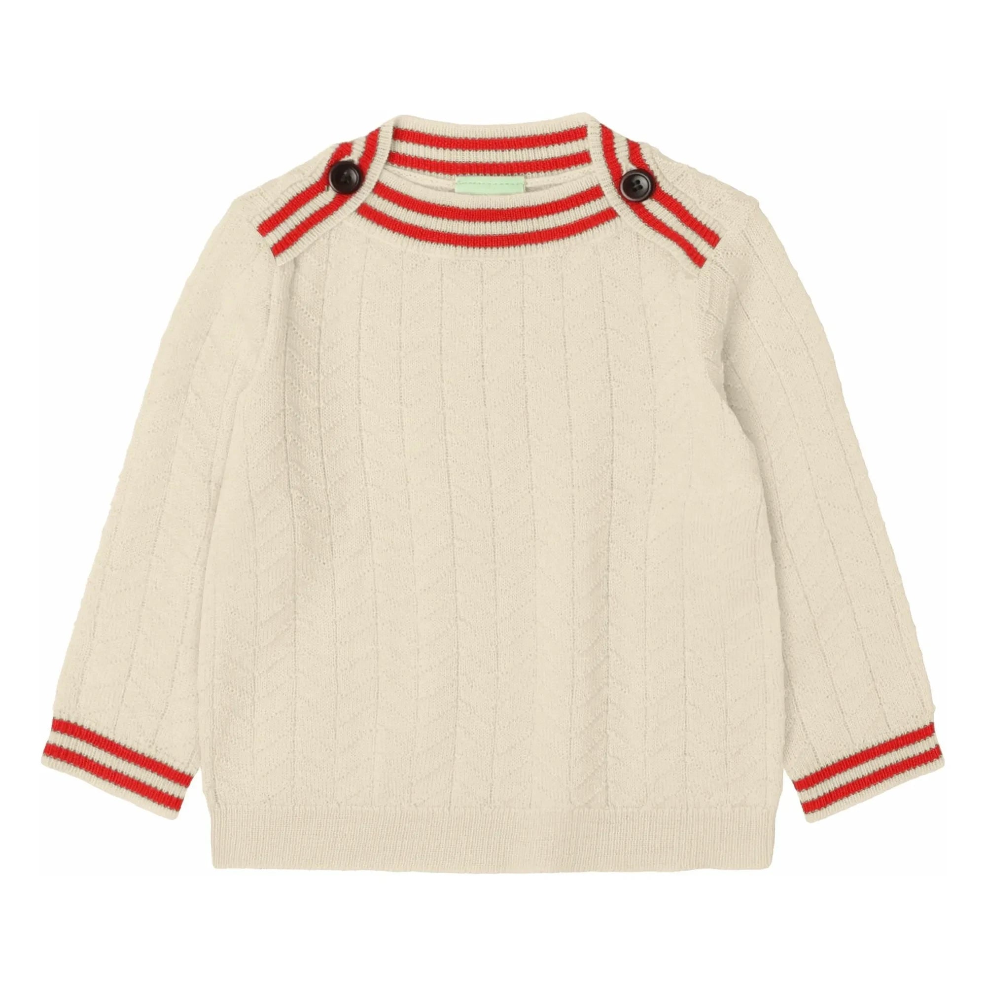 FUB - Jersey de punto fino con botones de zigzag de lana merina | Crudo