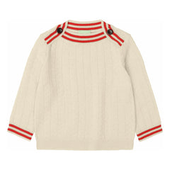 FUB - Jersey de punto fino con botones de zigzag de lana merina | Crudo