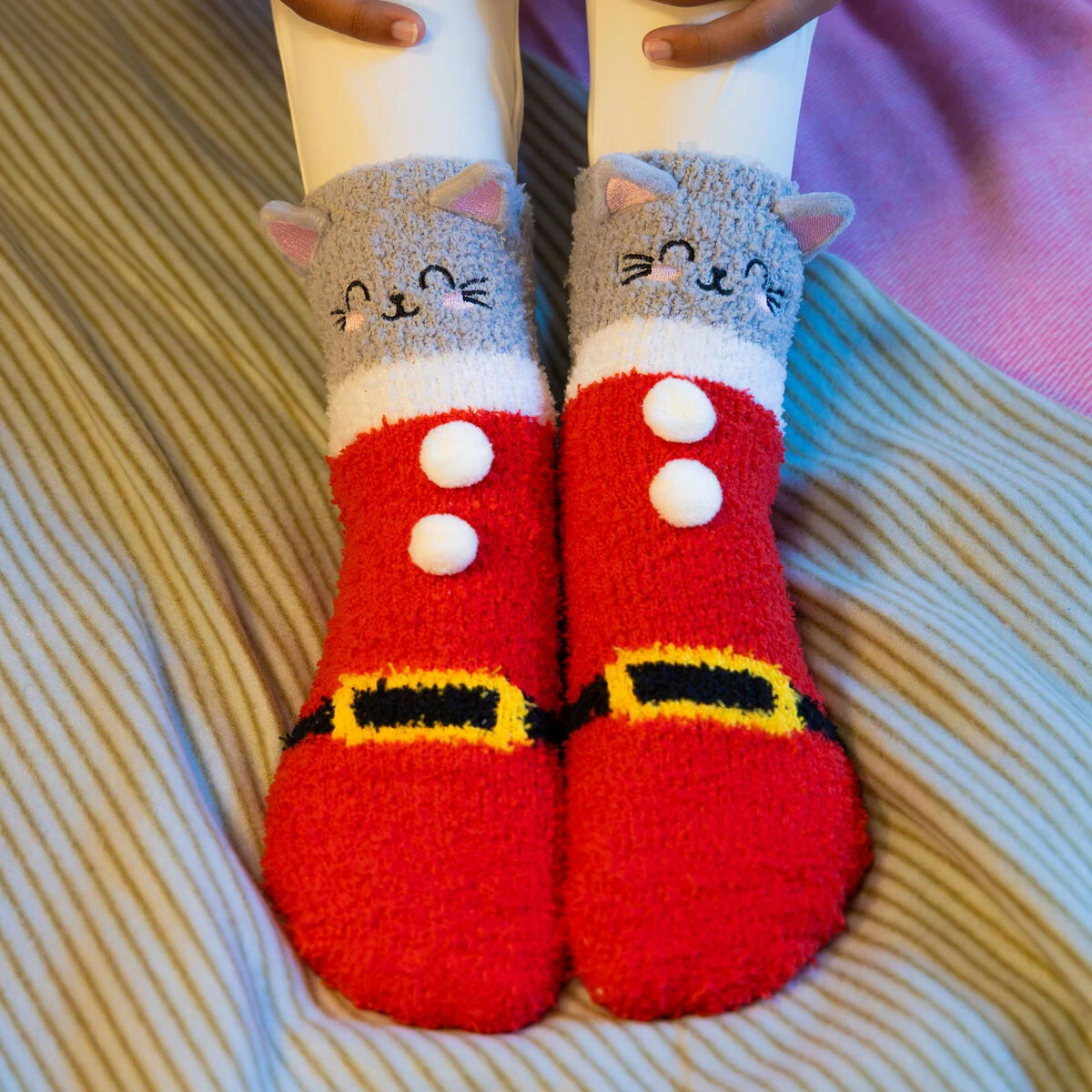 Legami - Calcetines de Navidad para adultos Kitty Santa - ¡Una combinación perfecta!
