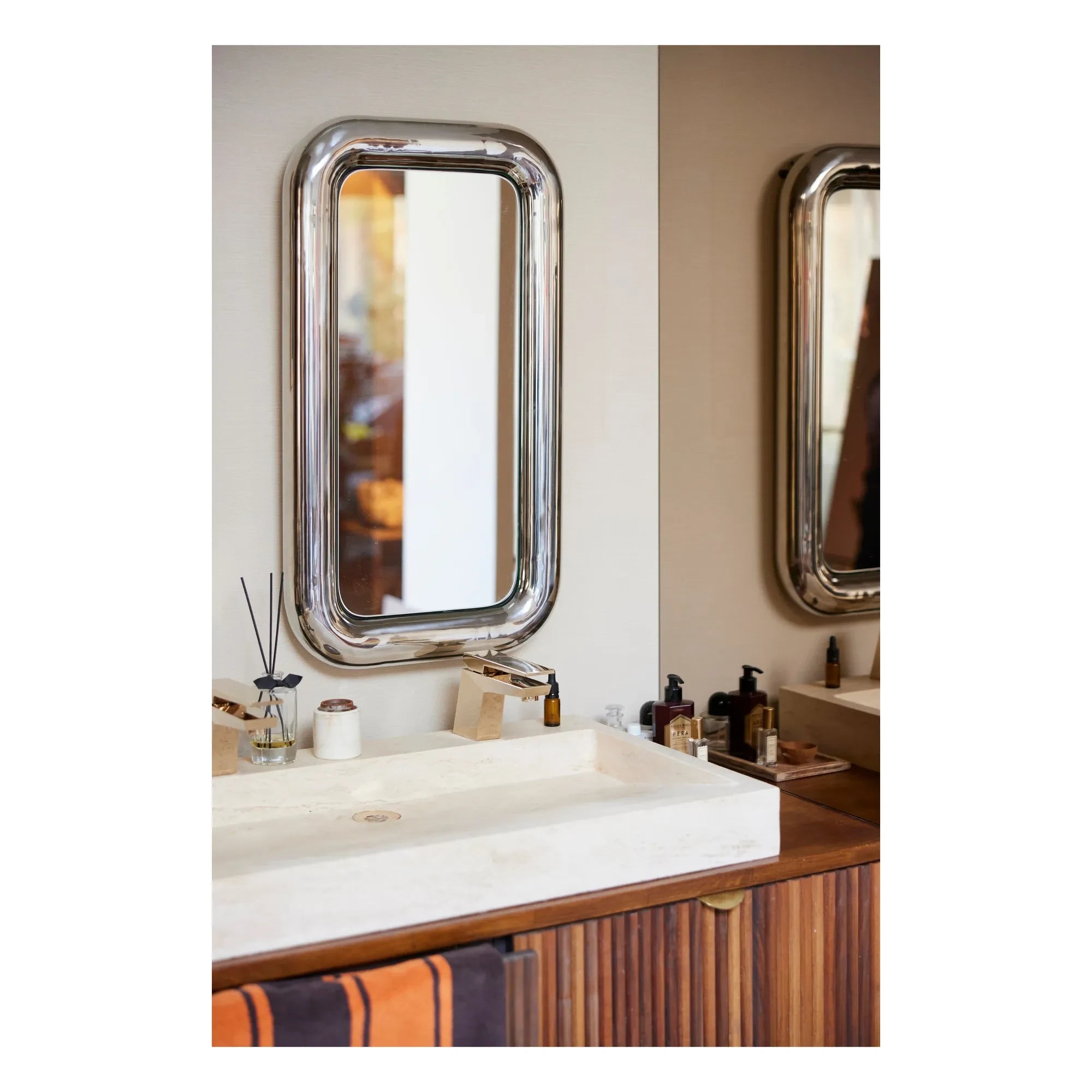 HKliving - Espejo abombado cromado | Cromo